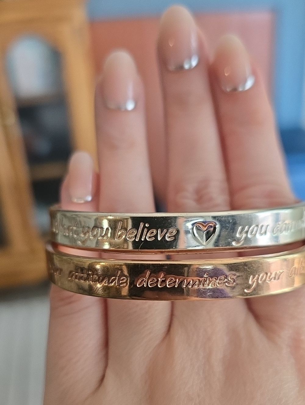 Vintage Mary Kay Motivational Cuff Bracelet Bundle – Silver & Rose Gold